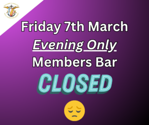 Picture for bar being closed on 7th March for the Evening time only